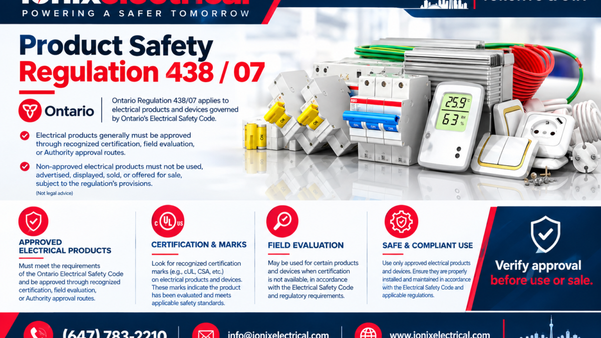 ELECTRICAL PRODUCT SAFETY ONTARIO | REGULATION 438/07 & ESA RULES ELECTRICAL PRODUCT SAFETY ONTARIO | REGULATION 438/07 & ESA RULES